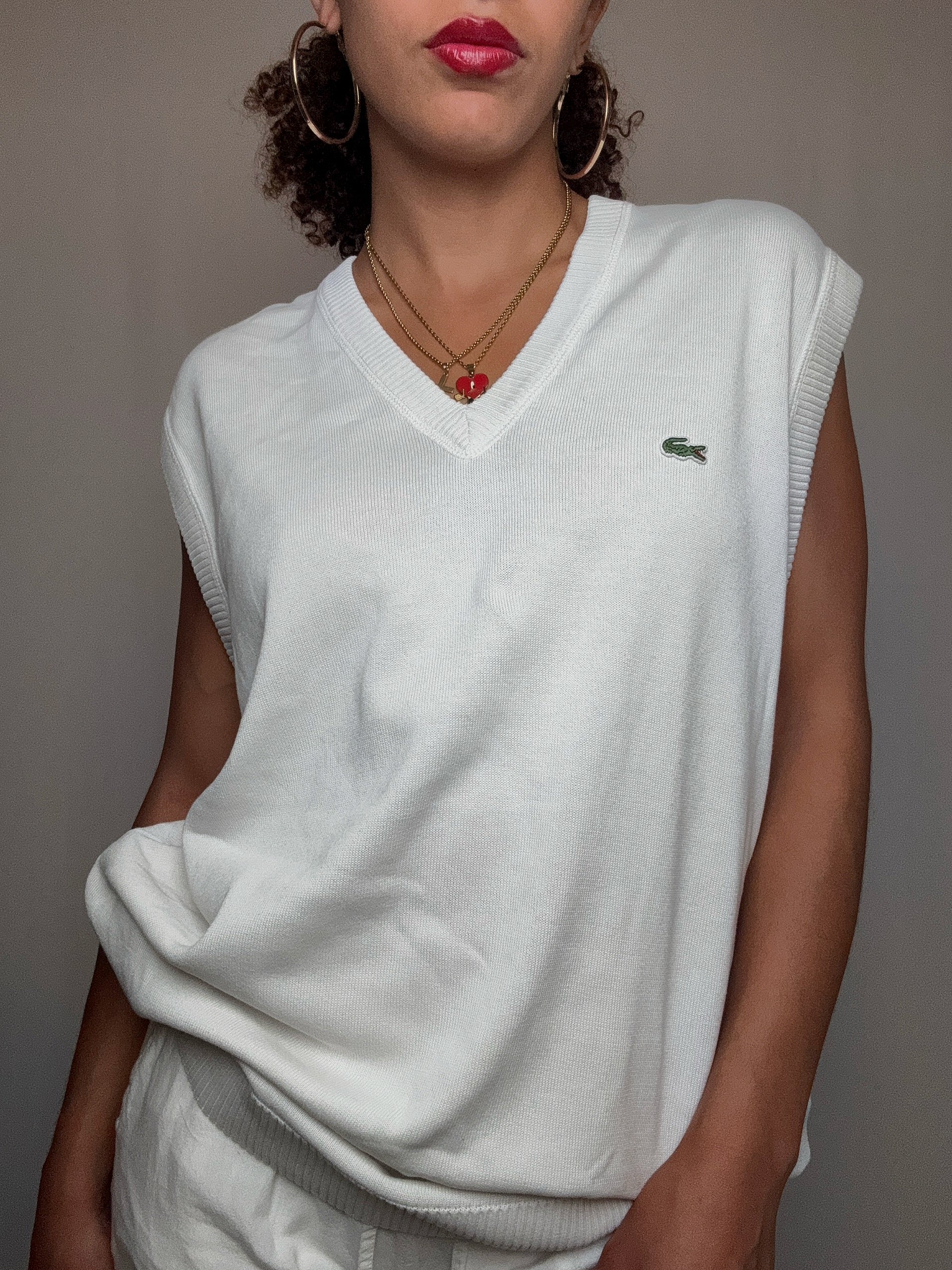 Gilet blanc Lacoste L/XL vintage