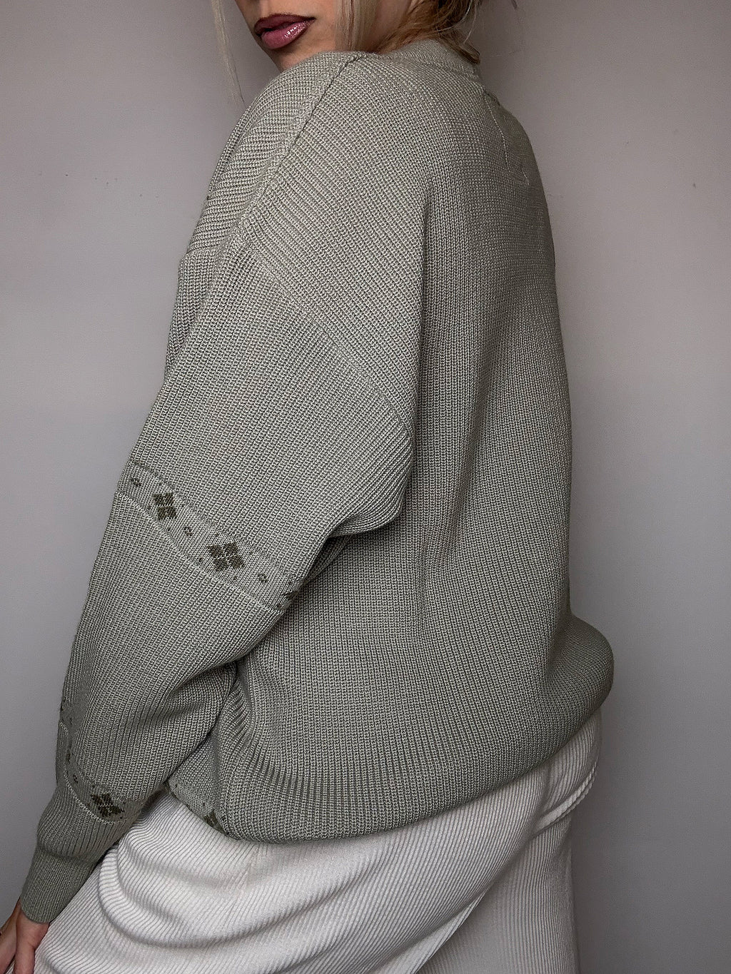 XL Vintage Strickmuster Strickjacke