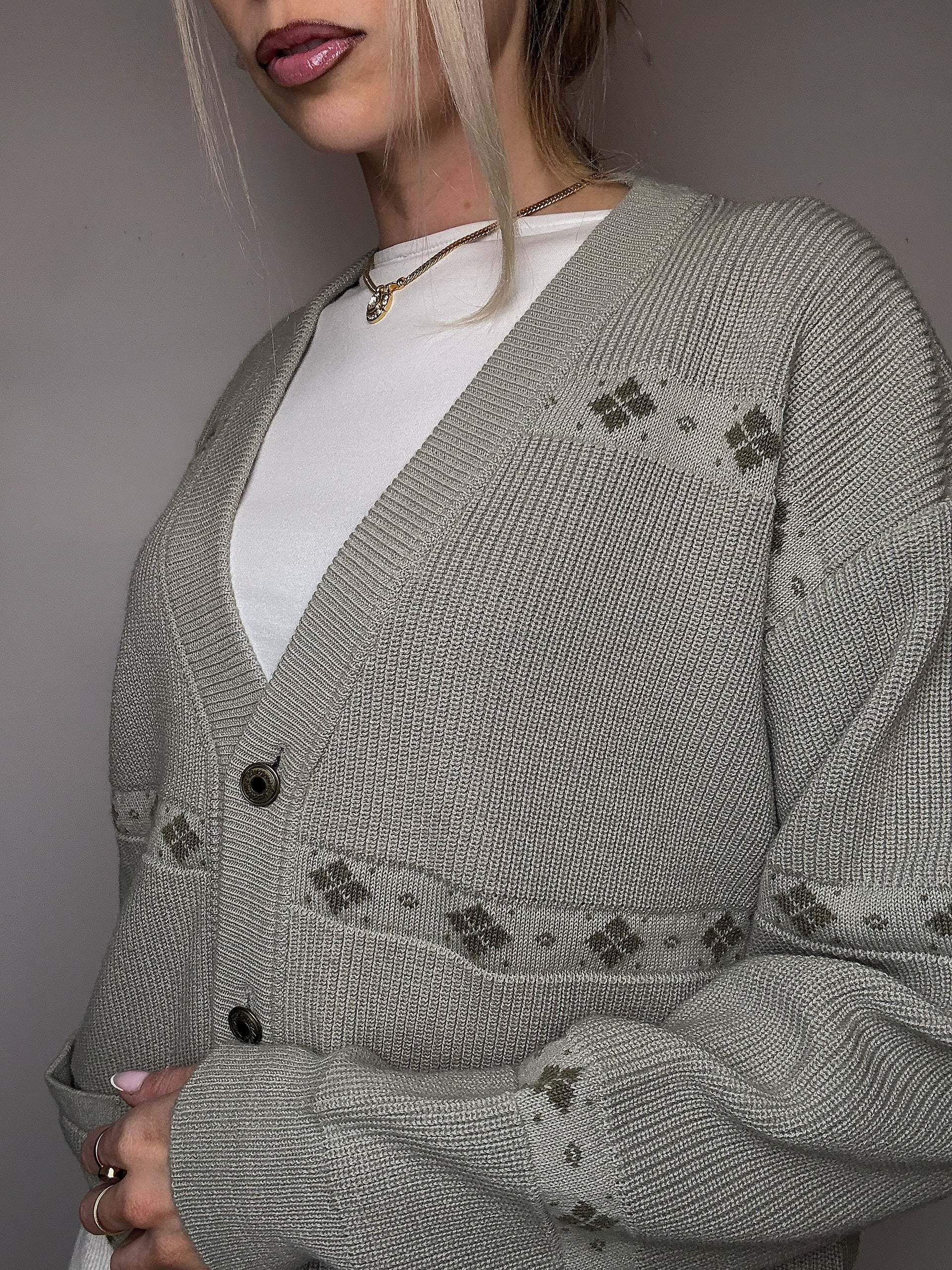XL Vintage Strickmuster Strickjacke