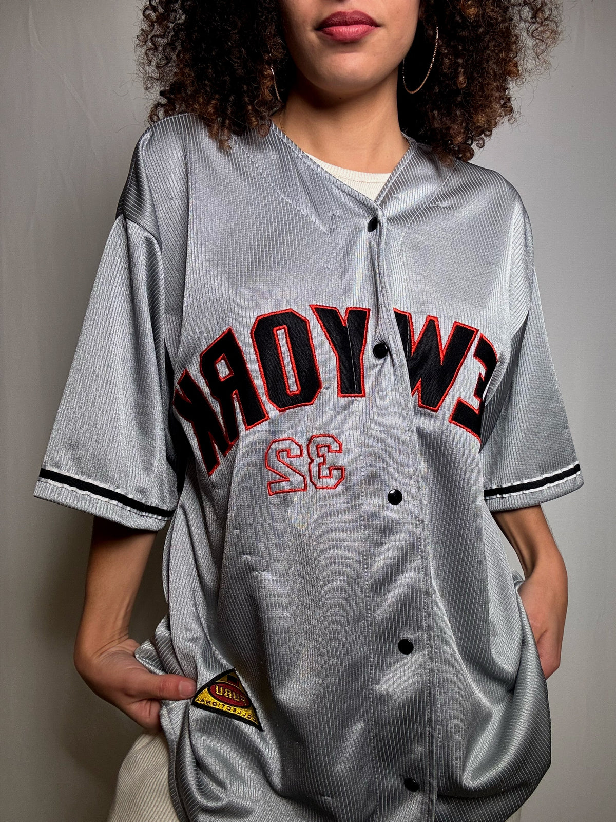 Maillot de baseball gris NY L vintage