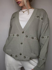 XL Vintage Strickmuster Strickjacke