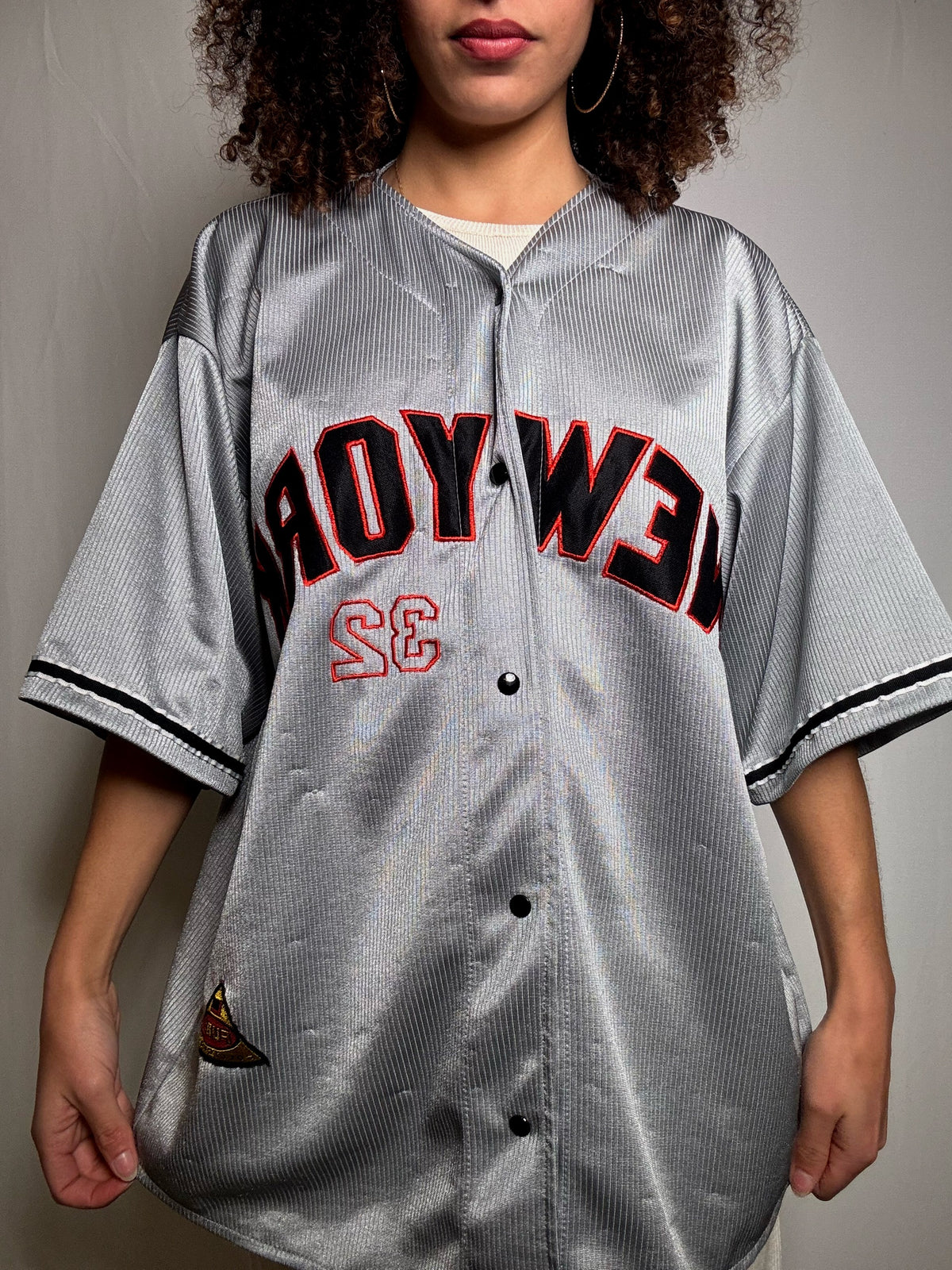 Maillot de baseball gris NY L vintage