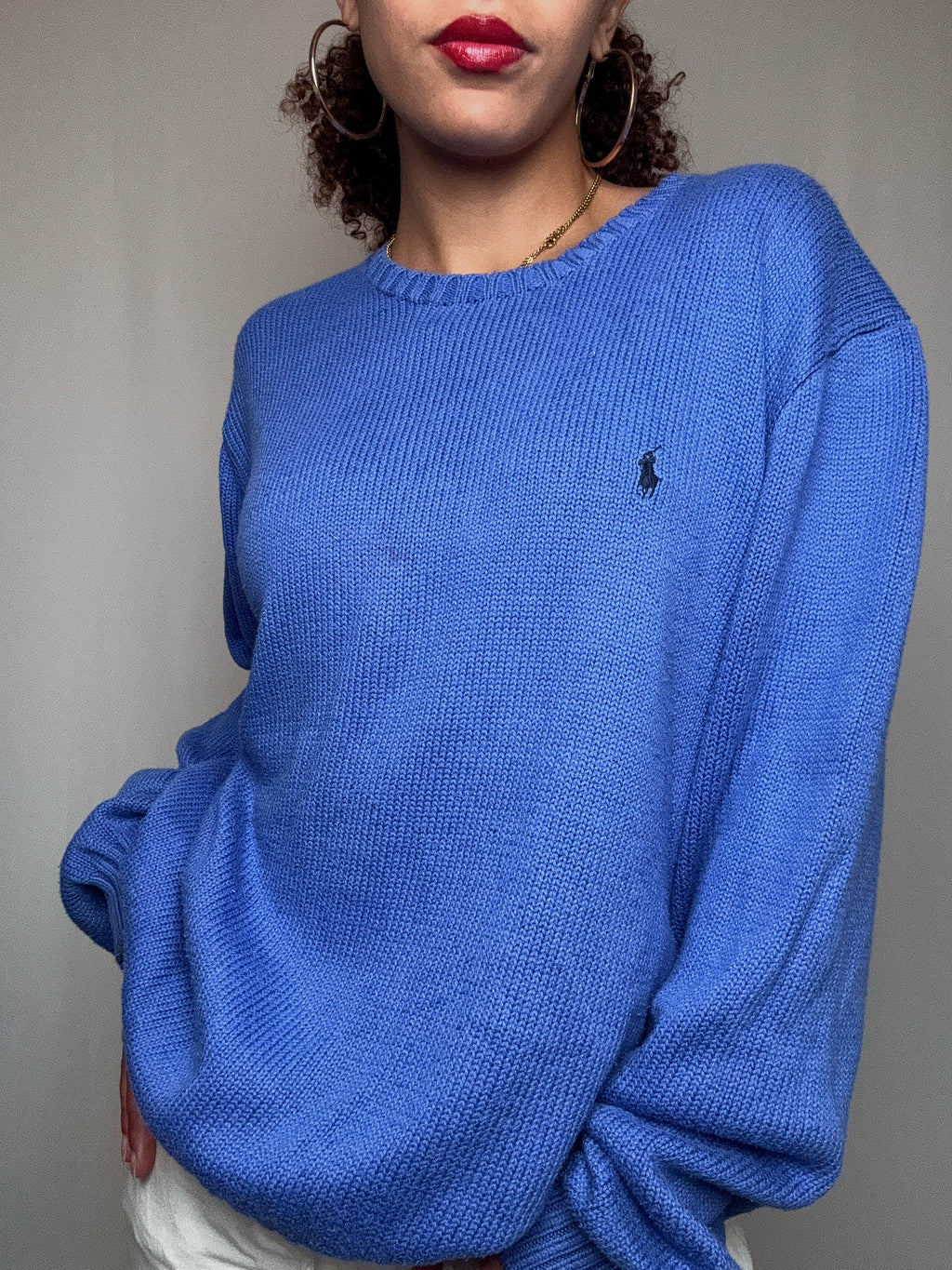 Pull d'été bleu Ralph Lauren L vintage