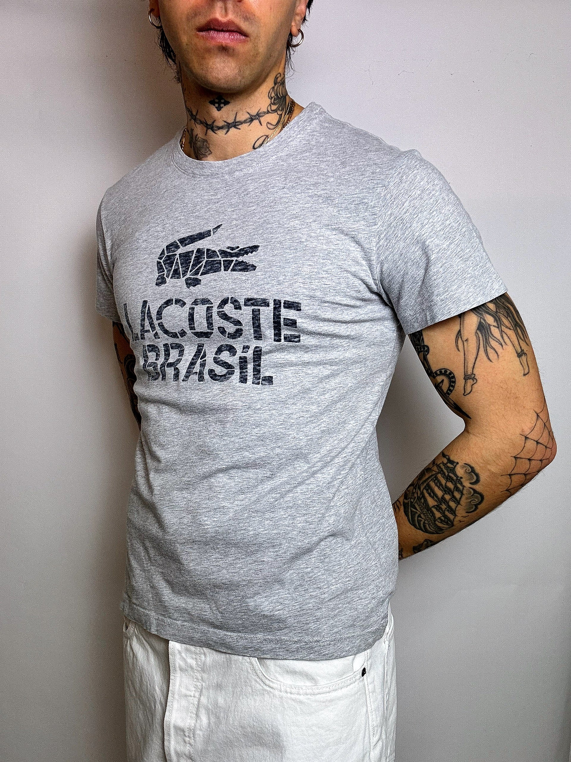 LACOSTE L/XL Vintage-Poloshirt im T-Shirt-Stil in Pink
