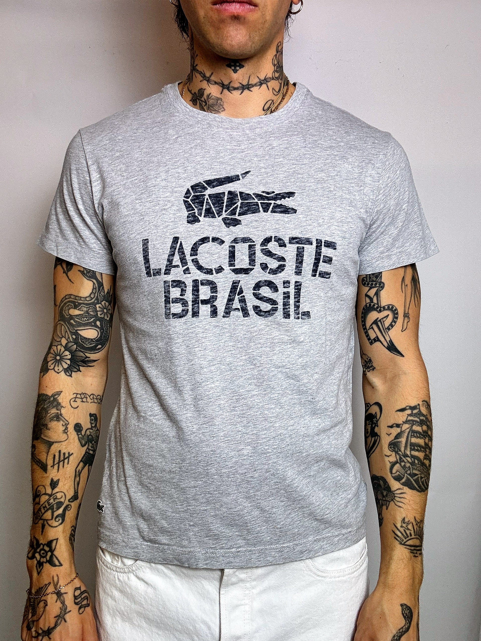 LACOSTE L/XL Vintage-Poloshirt im T-Shirt-Stil in Pink