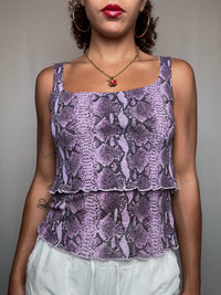 Top imprimé serpent violet S vintage