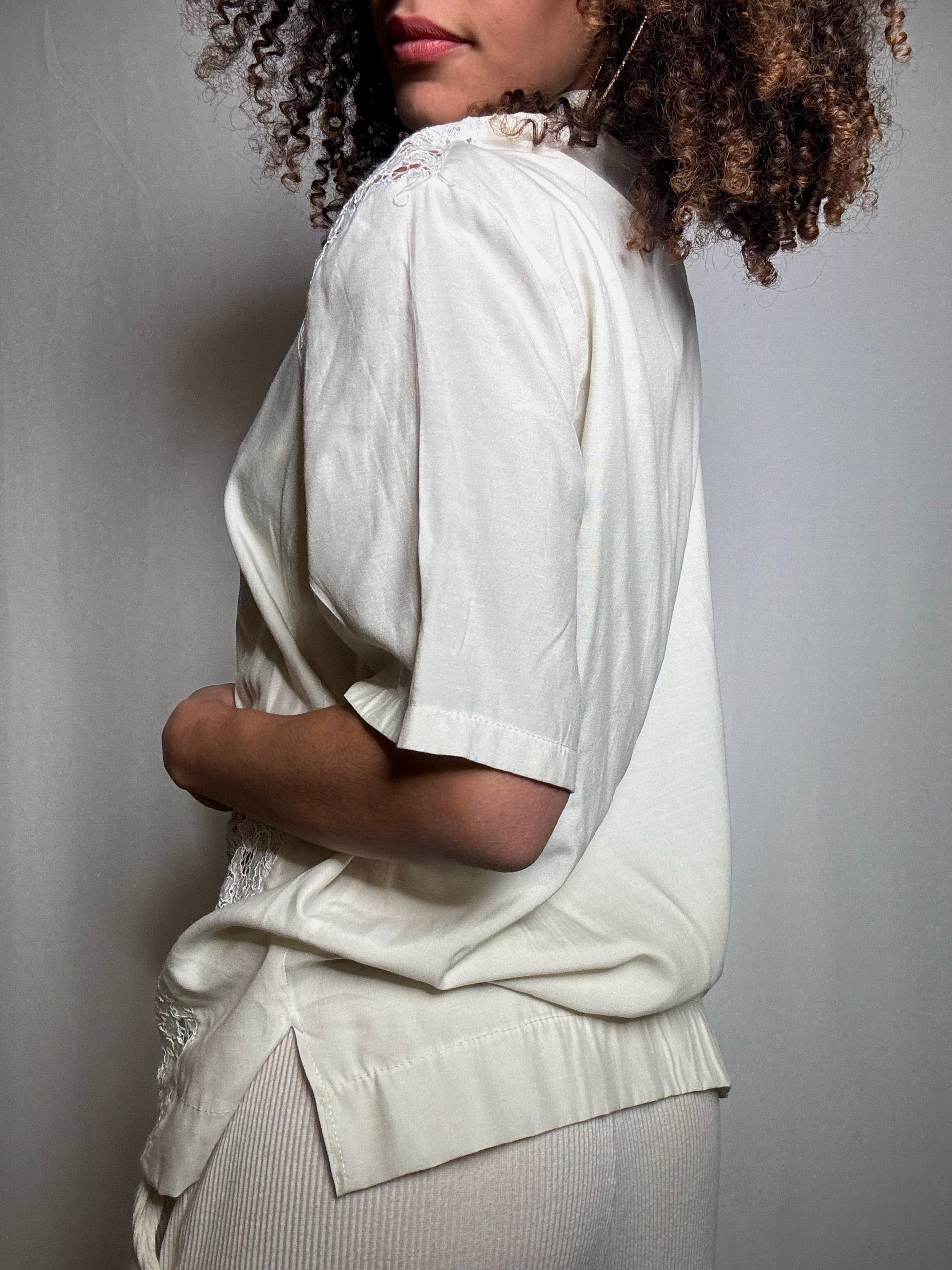Chemisier dentelé crème TU vintage