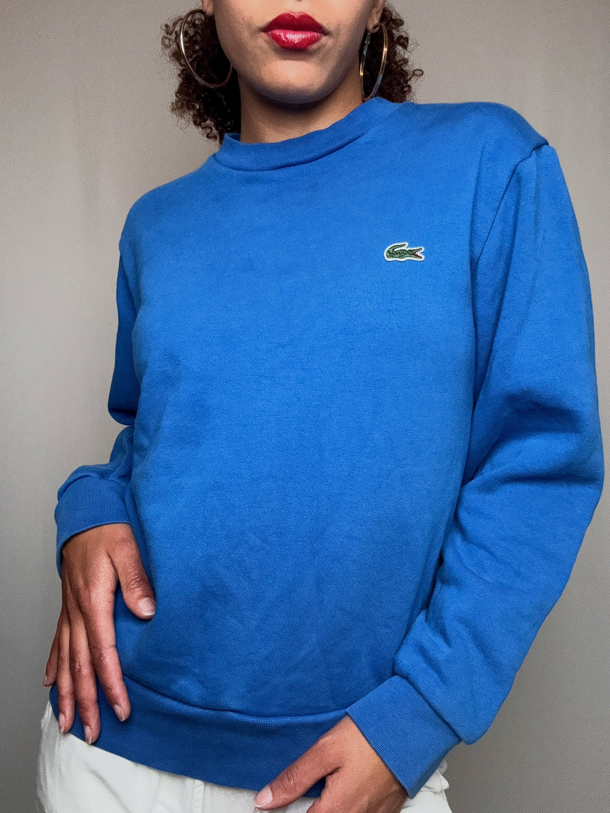 Sweat bleu roi Lacoste S vintage