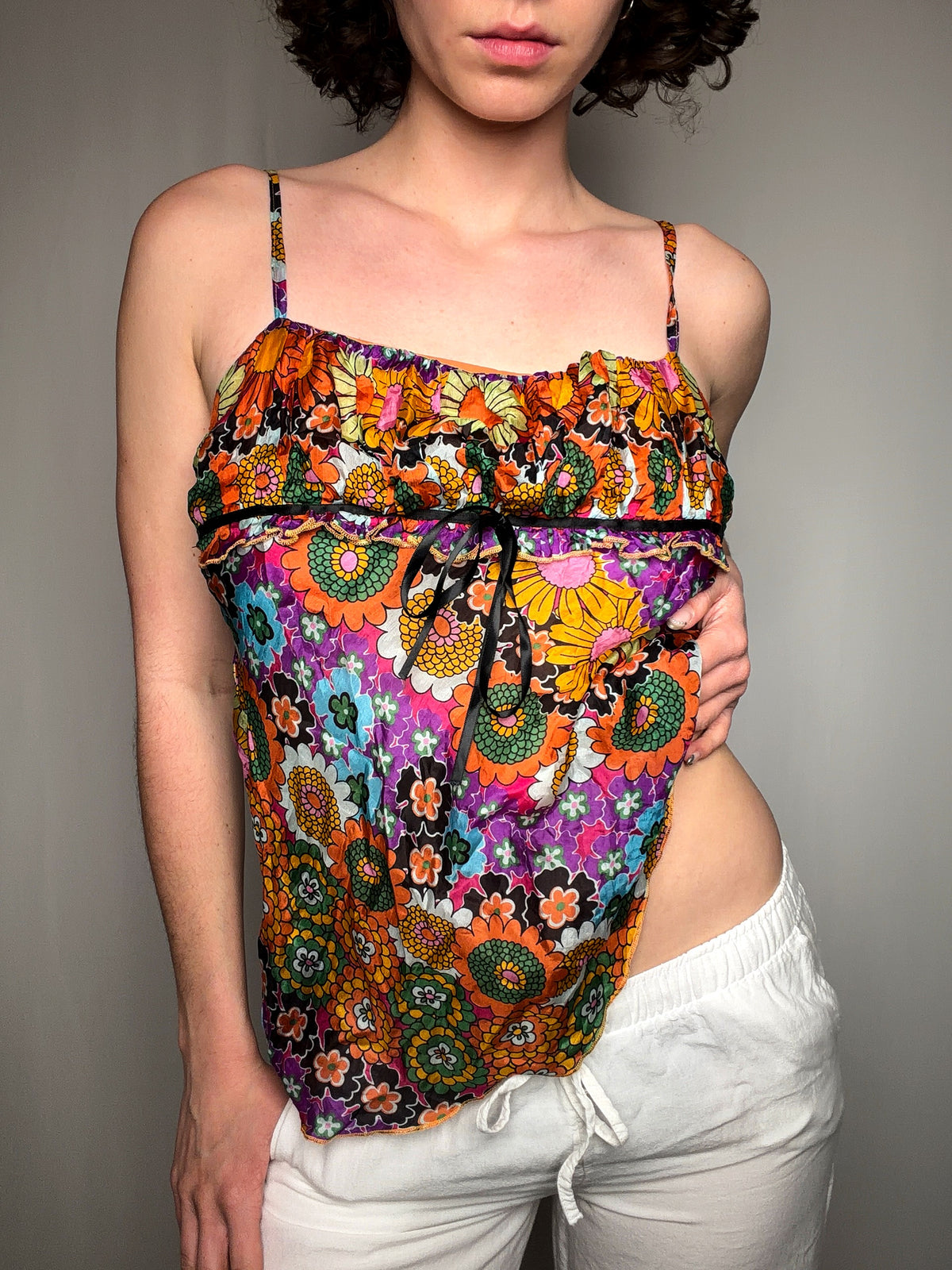 Top imprimé coloré S vintage