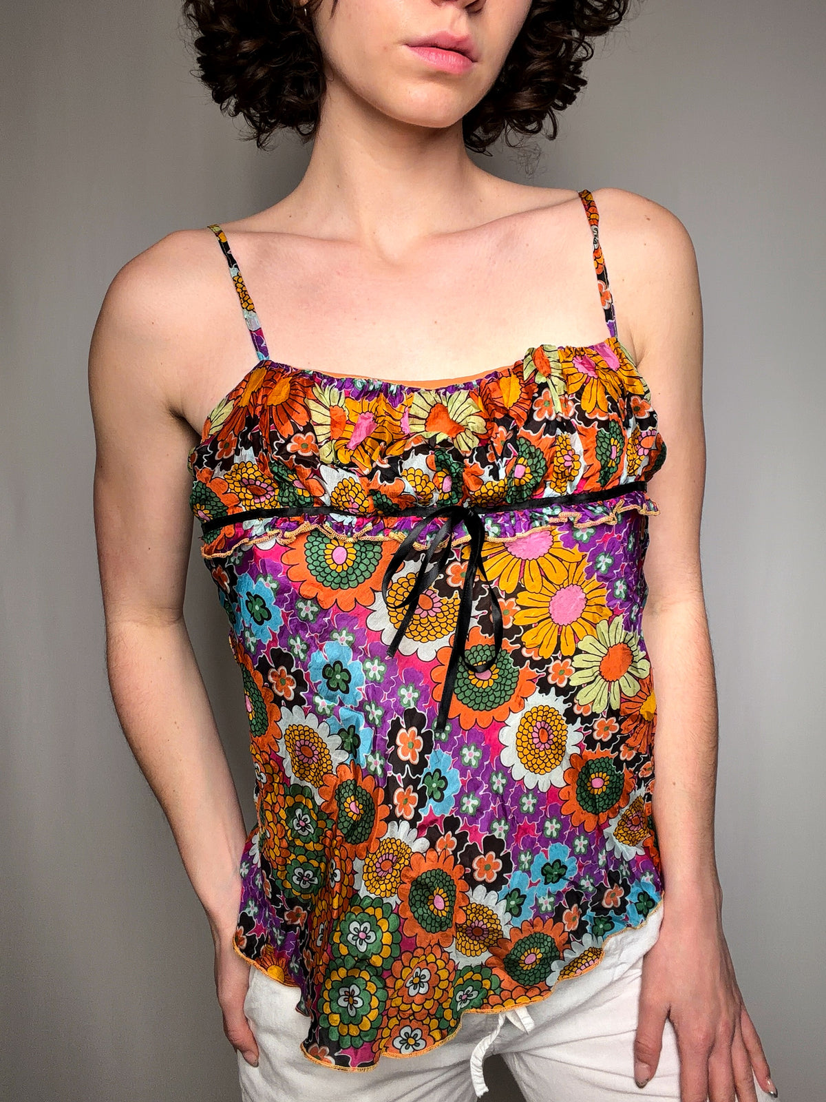 Top imprimé coloré S vintage