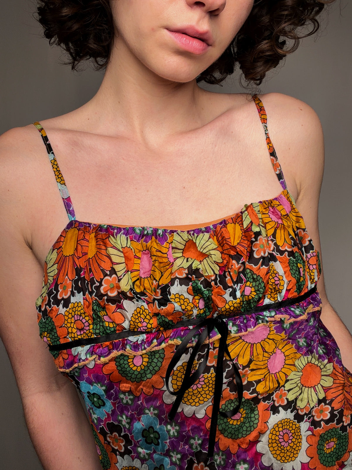 Top imprimé coloré S vintage