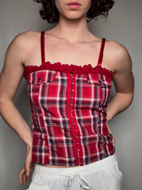 Rotes Vintage-Karotop M/L