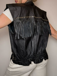 Veston sans manche en cuir L vintage