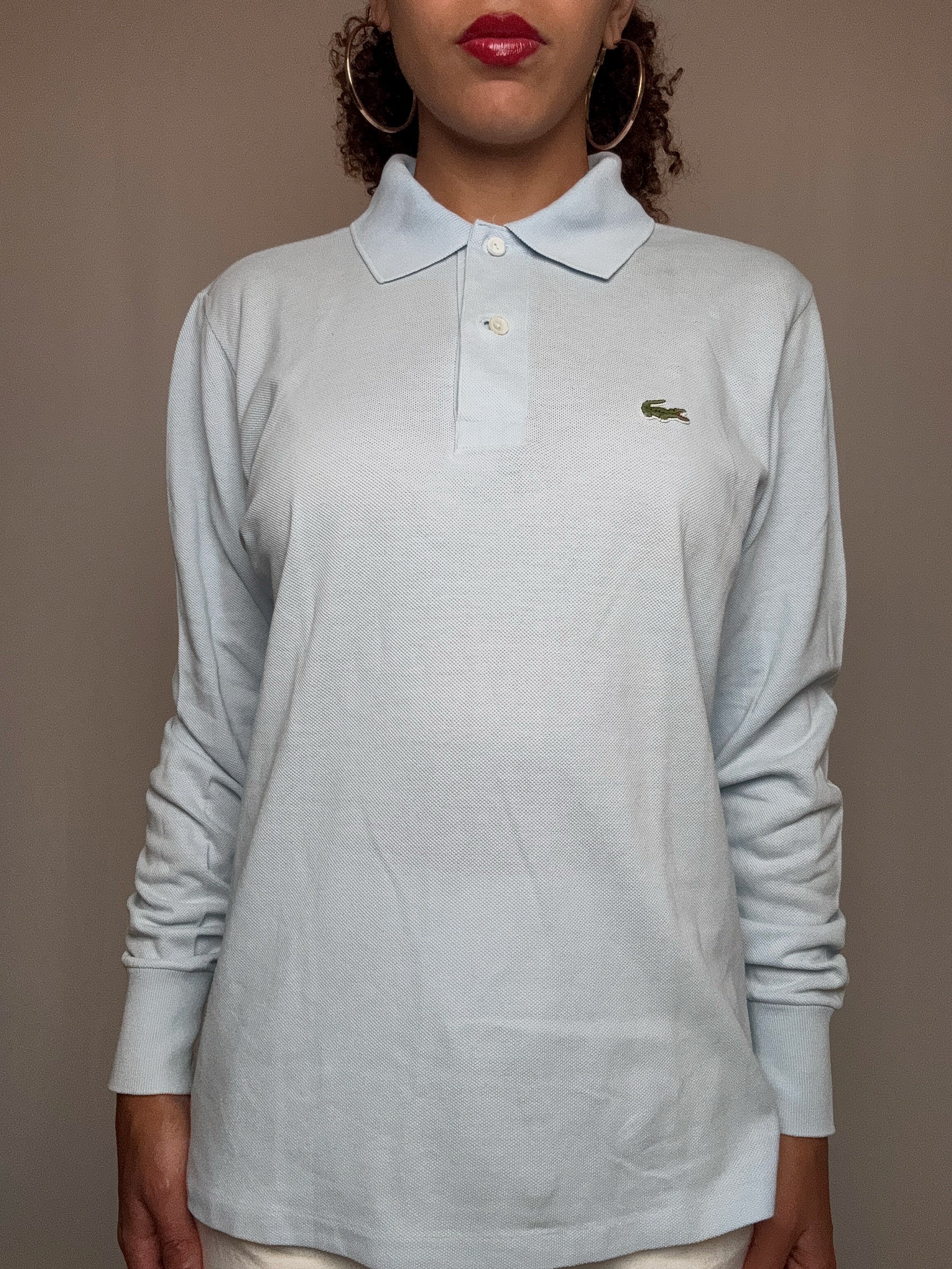 Polo manche longue bleu Lacoste S/M vintage