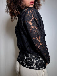 Top en dentelle noire L vintage