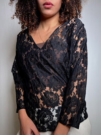 Top en dentelle noire L vintage