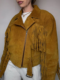 Vintage XS/S Red Fringe Suede Jacket