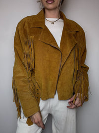 Vintage XS/S Red Fringe Suede Jacket