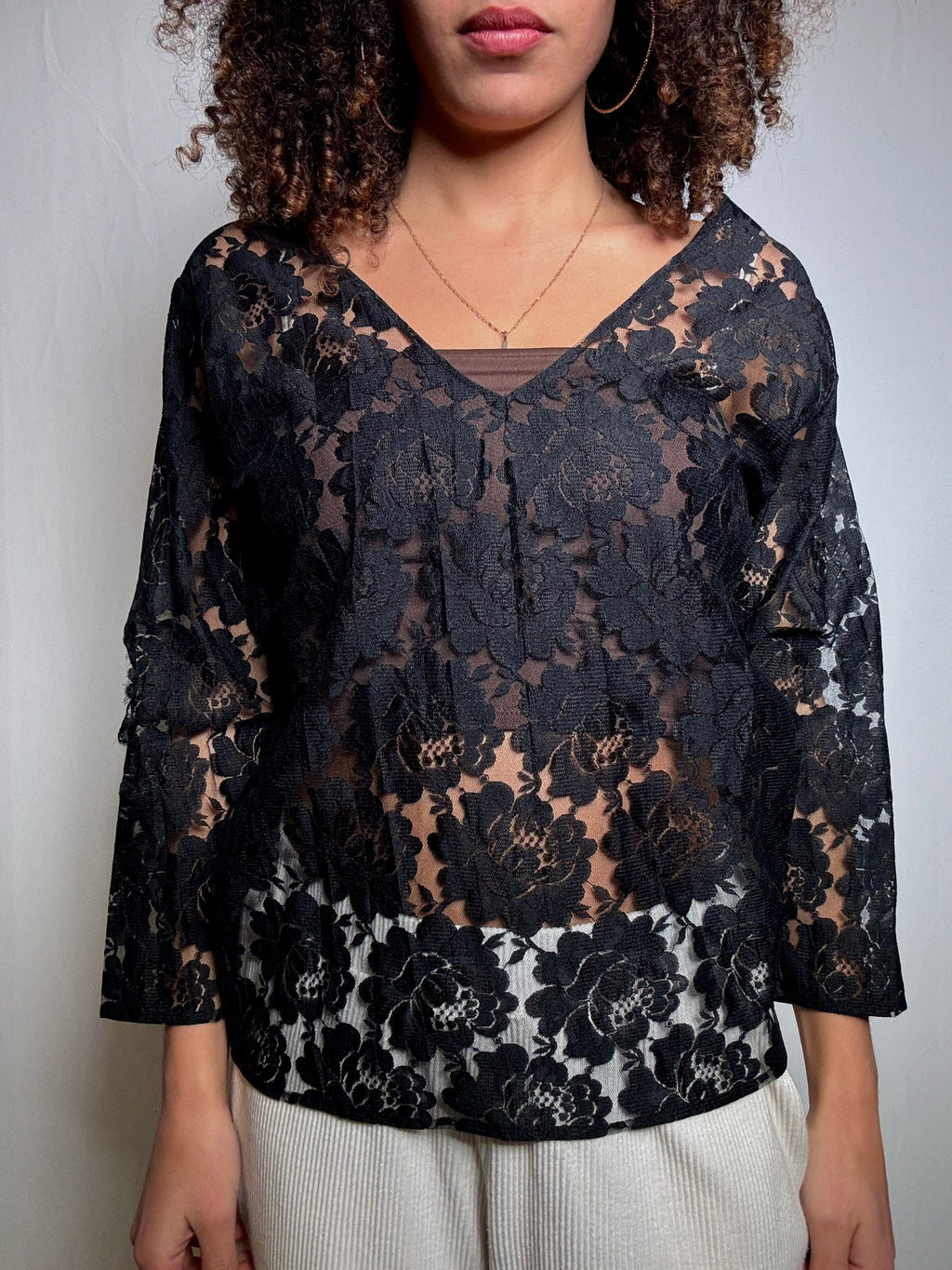 Top en dentelle noire L vintage