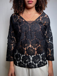 Top en dentelle noire L vintage