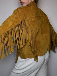 Vintage XS/S Red Fringe Suede Jacket