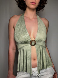 Green summer top S/M vintage