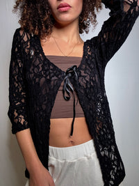 Top en dentelle noire M/L vintage