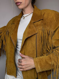 Vintage XS/S Red Fringe Suede Jacket