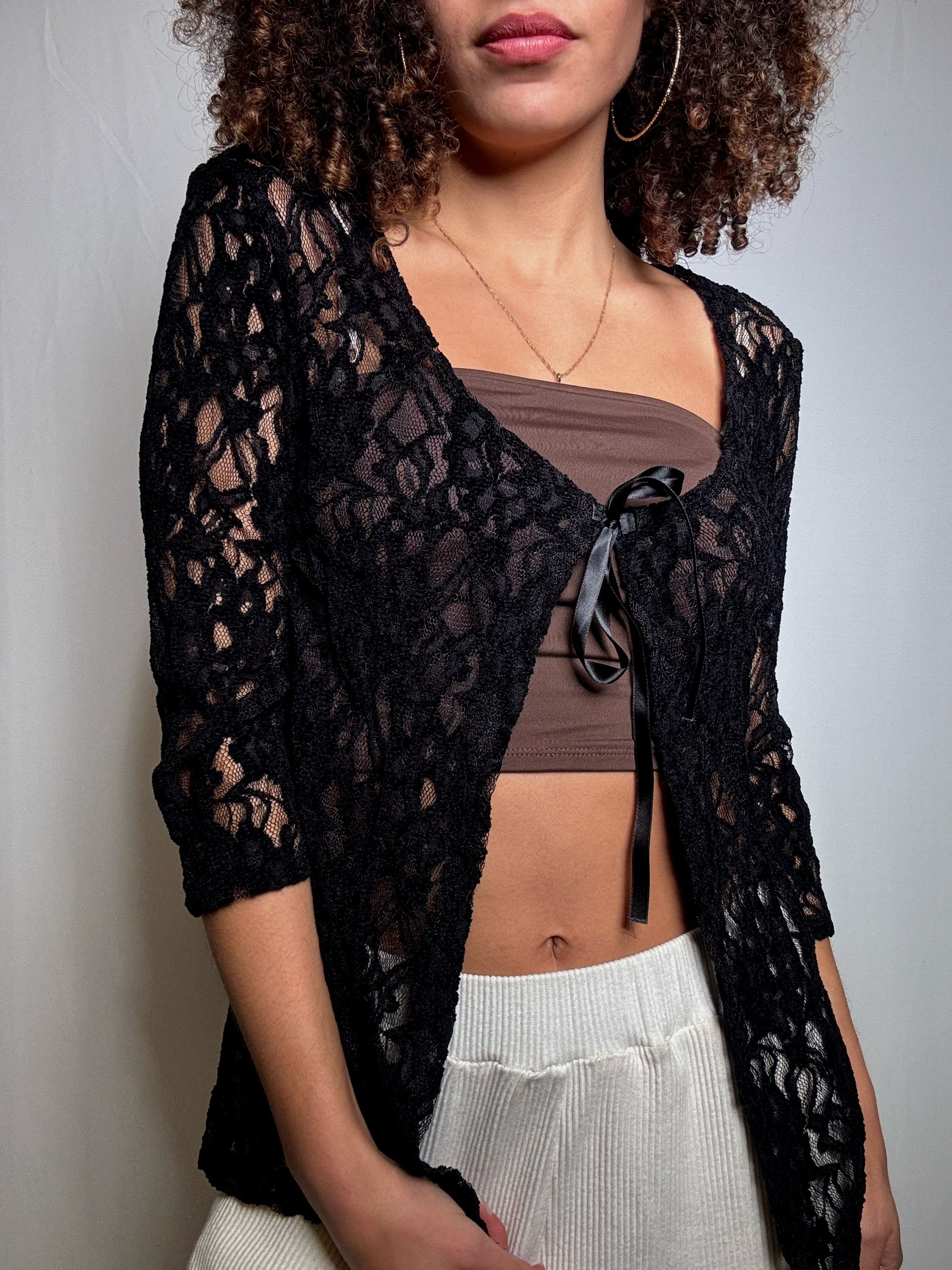 Top en dentelle noire M/L vintage