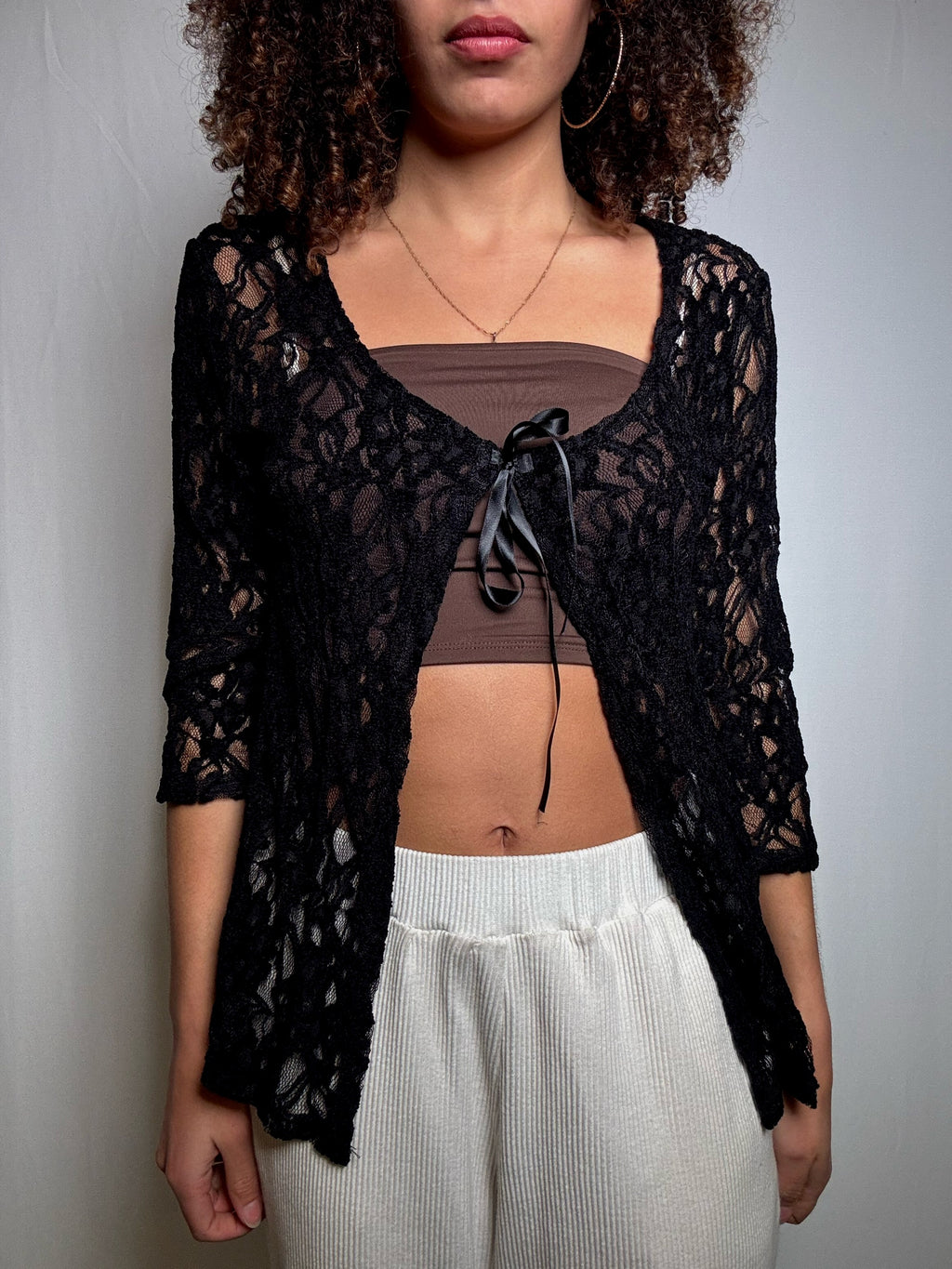 Top en dentelle noire M/L vintage