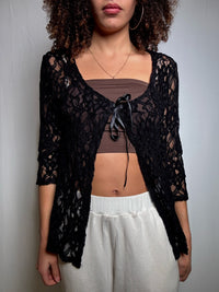 Top en dentelle noire M/L vintage