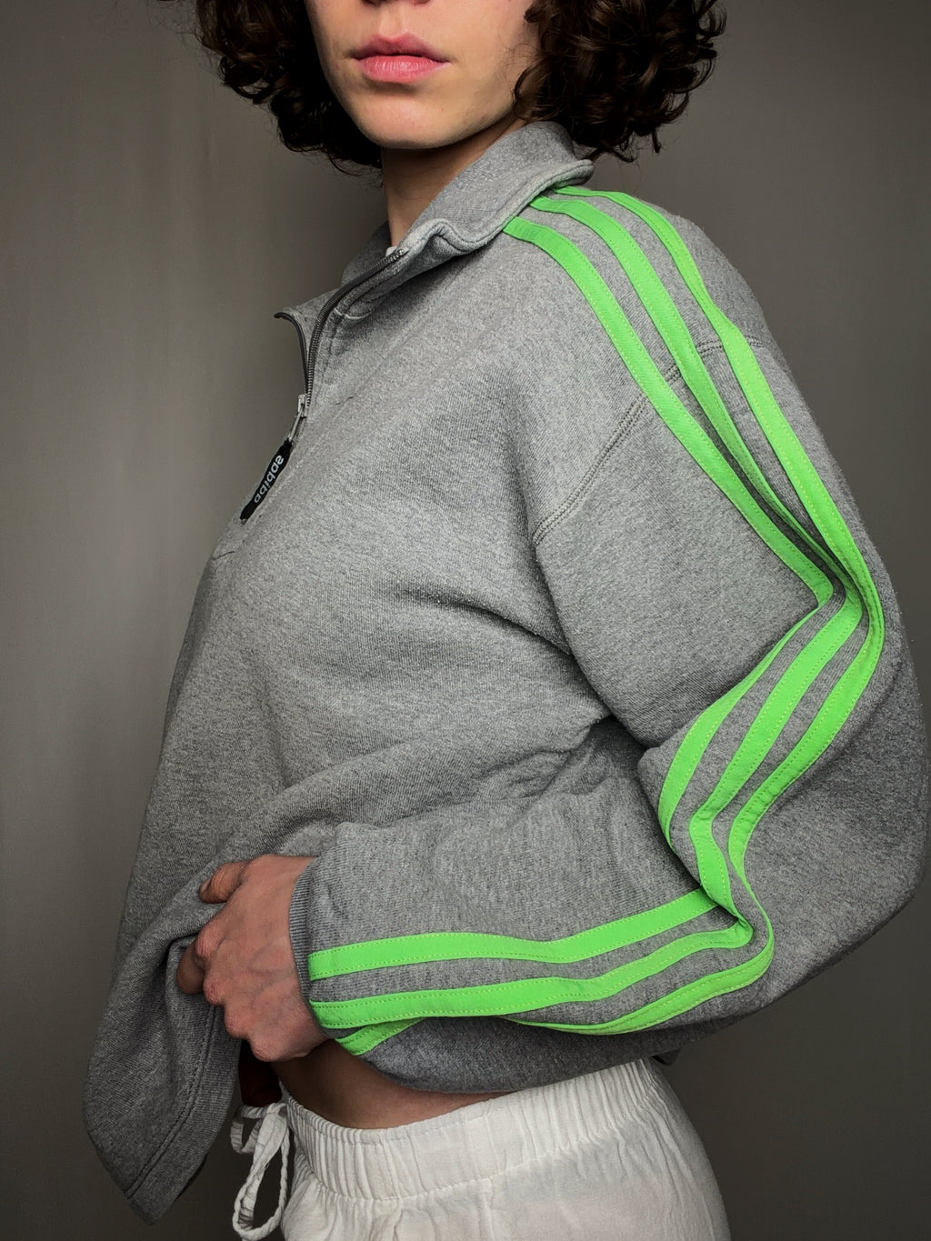 Pull col zippé gris adidas M vintage
