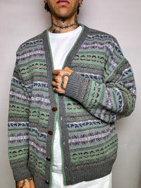 XL Vintage Knit Pattern Cardigan