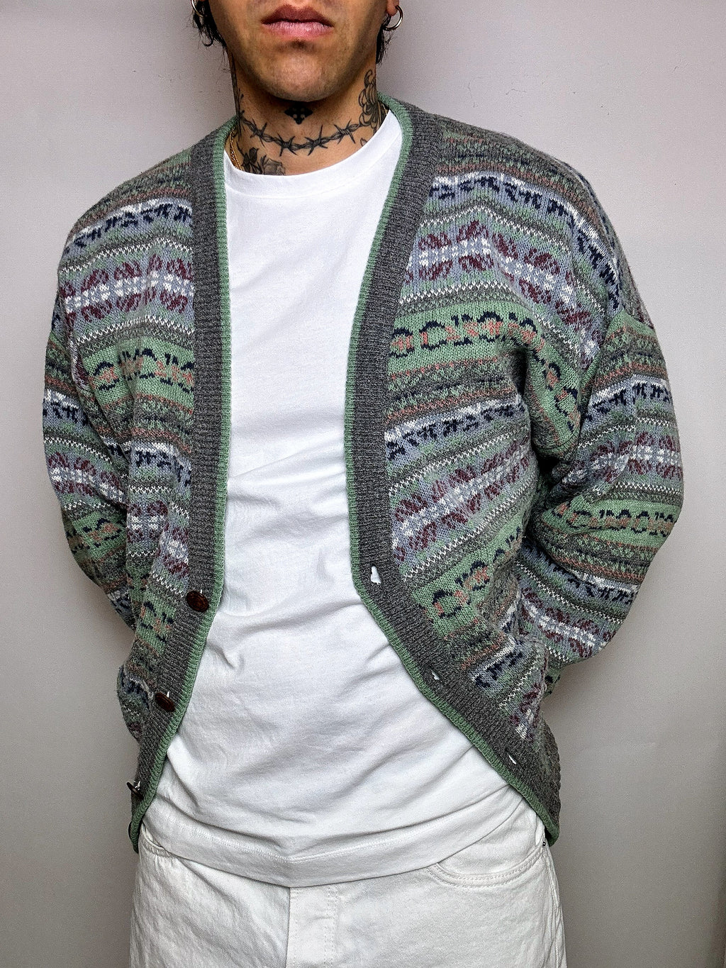 XL Vintage Knit Pattern Cardigan
