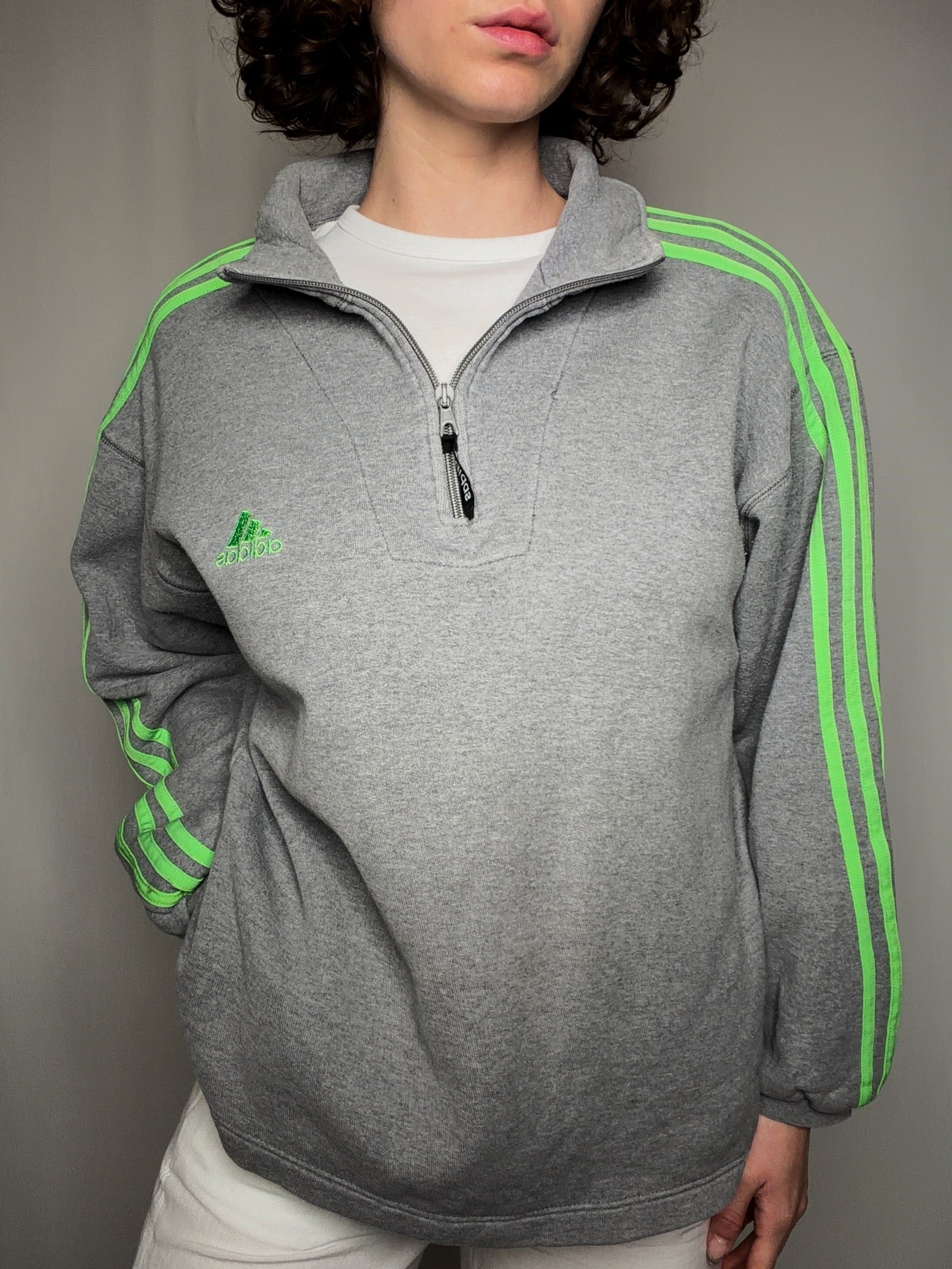 Pull col zippé gris adidas M vintage