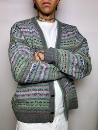 XL Vintage Knit Pattern Cardigan