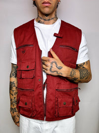 Gilet de pêche rouge XL vintage