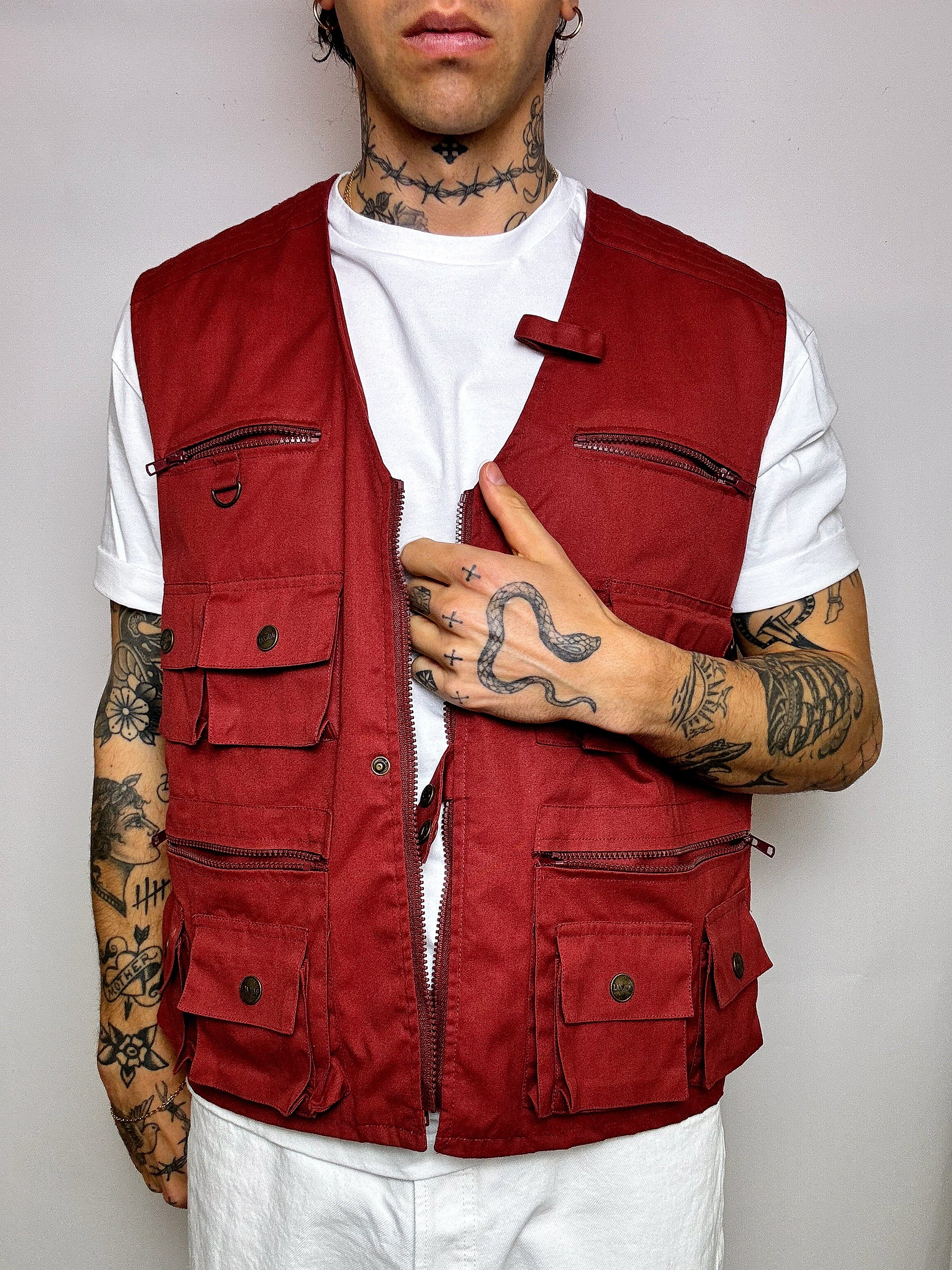 Gilet de pêche rouge XL vintage