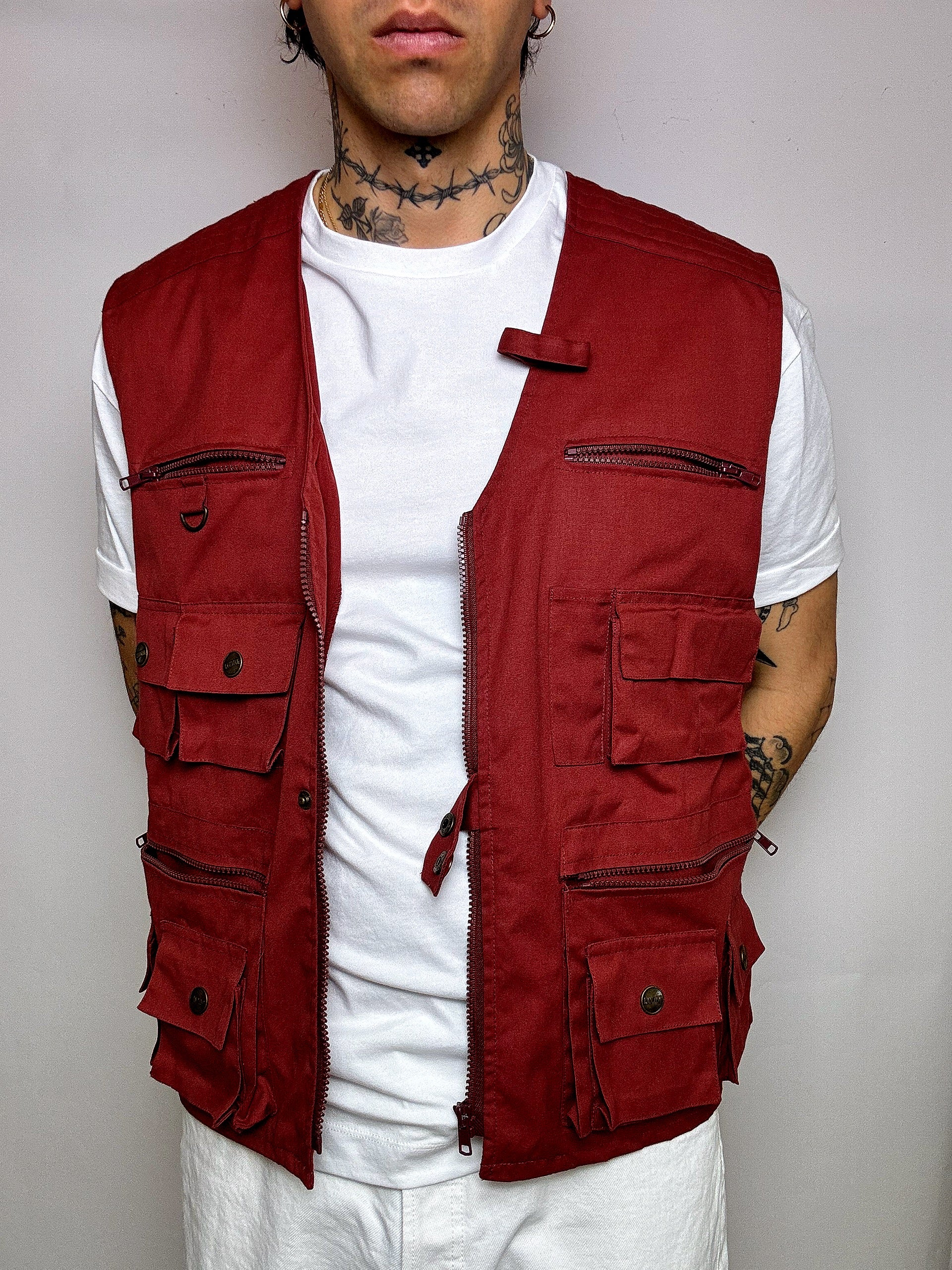 Gilet de pêche rouge XL vintage
