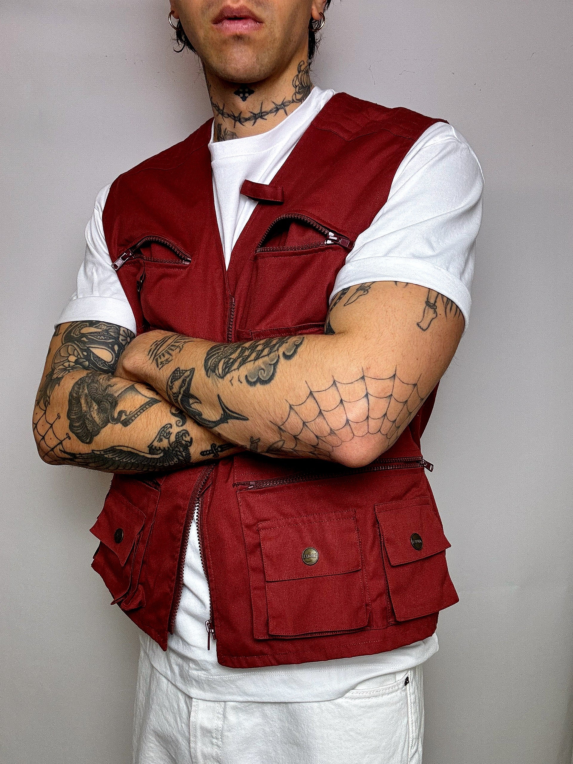 Gilet de pêche rouge XL vintage