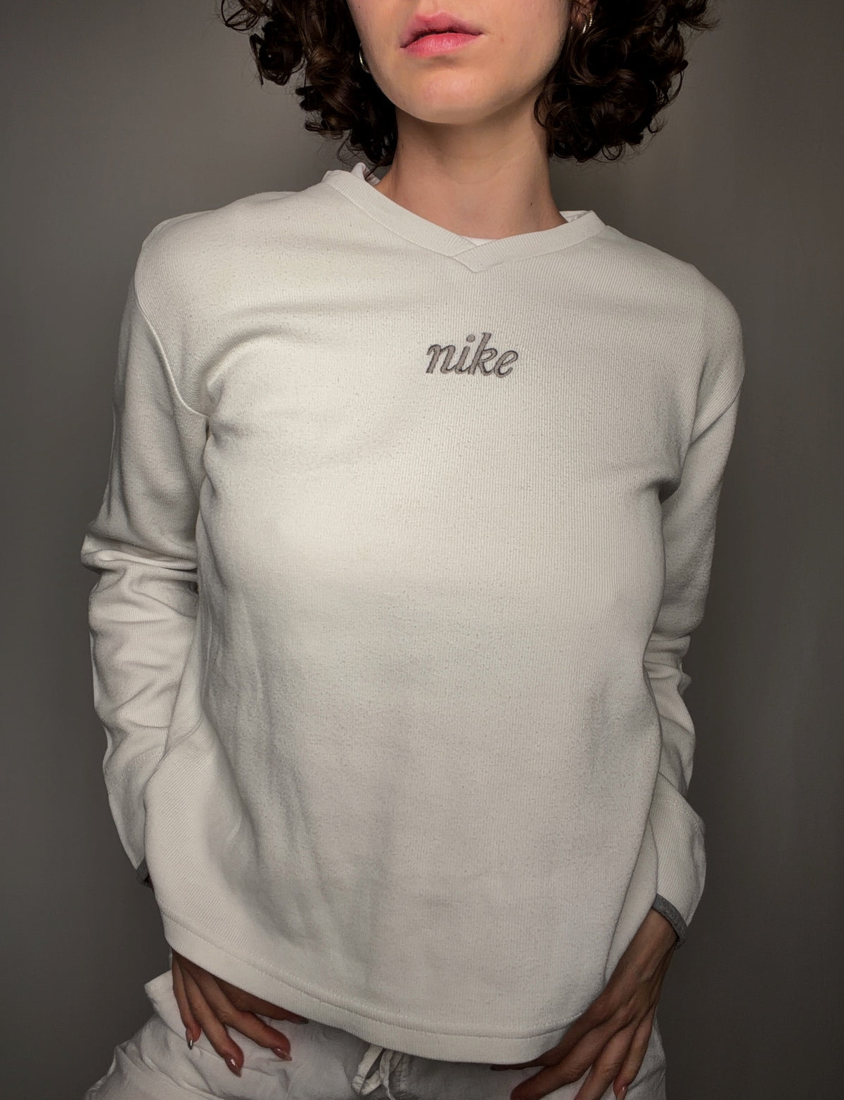 Pull côtelé brodé Nike M vintage