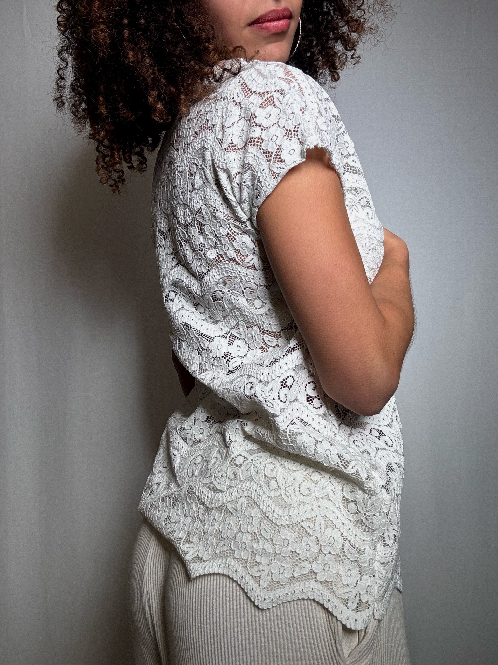 Top en dentelle blanc L vintage