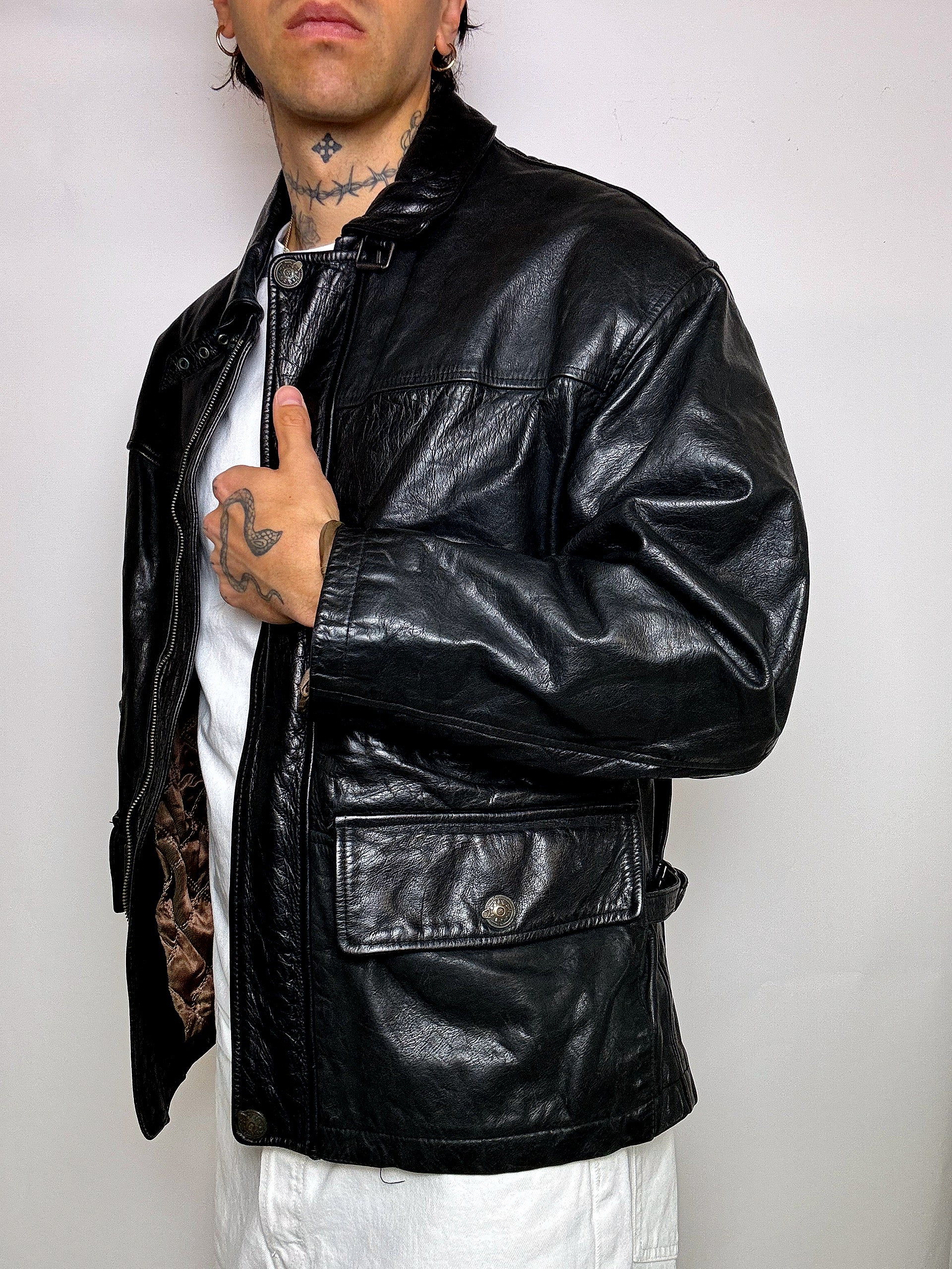 VERRA PELLE XL vintage straight black leather jacket