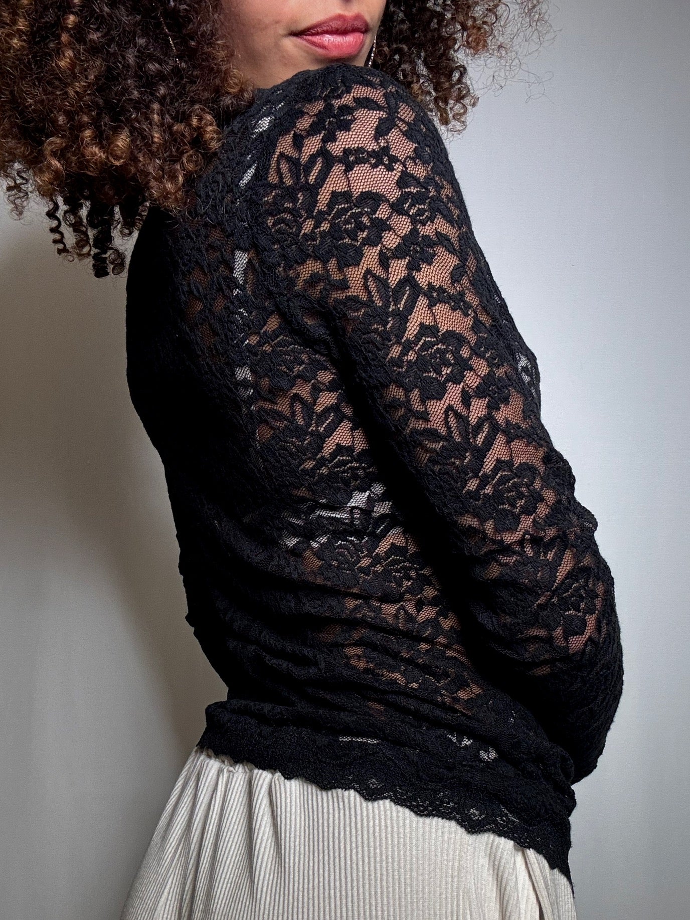 Top en dentelle boutonné S vintage