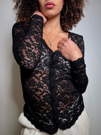 Top en dentelle boutonné S vintage