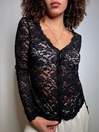 Top en dentelle boutonné S vintage