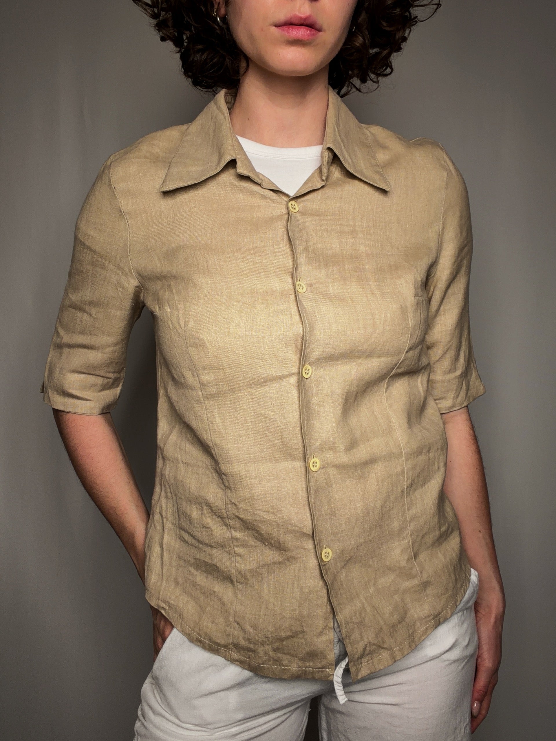 Ensemble 3p en lin beige M vintage