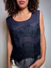 Top dentellé marine M/L vintage