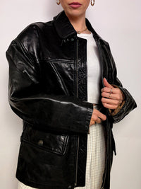 VERRA PELLE XL vintage straight black leather jacket