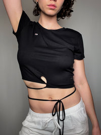 Schwarzes Tommy Hilfiger Crop Top L Vintage